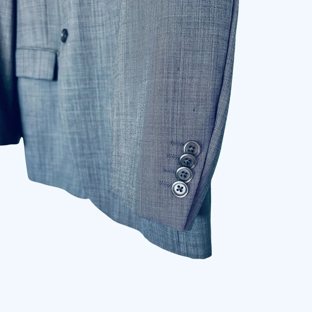 Tiglio Blazer 46R Gray Textured Italian Super 150s Wool Sport Coat Double Vent